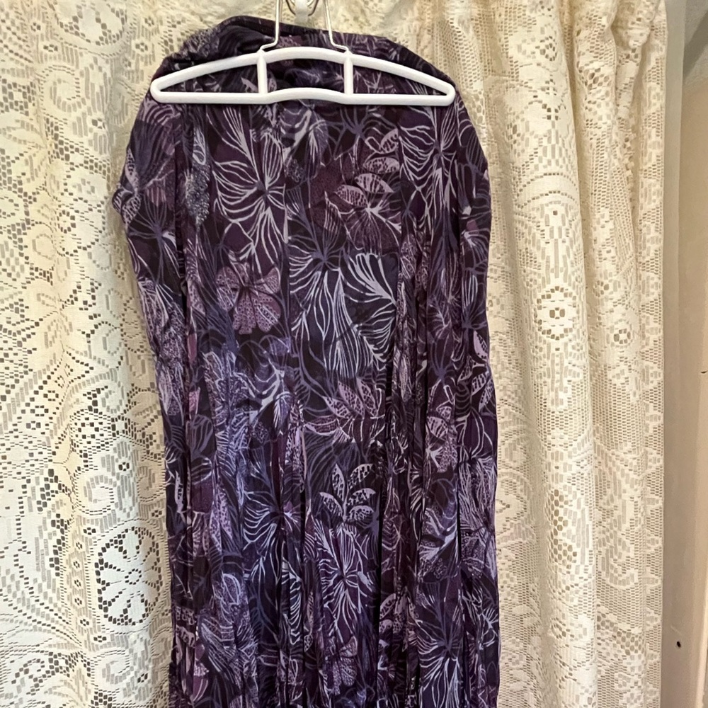 Purple Leaf Print Skirt